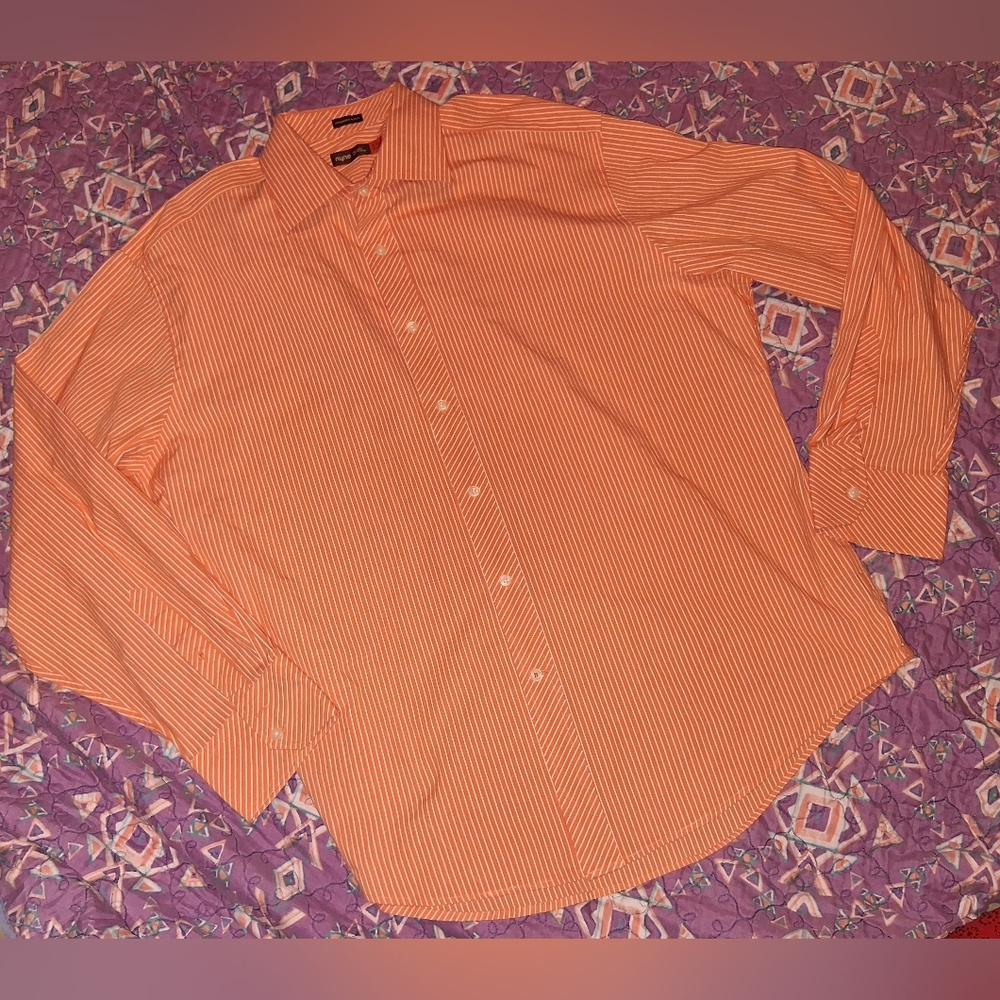 Nyne Men's Casual Orange Striped Shirt.